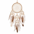 Attrape-rêves 40 x 90 cm en fibres tressées beige et marron style bohème décoration murale