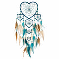 Attrape-rêves mural 35 x 80 cm en fil bleu turquoise avec plumes décoratives