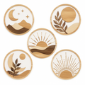 Lot de 5 décorations murales rondes en bois diamètre 30 cm beige et marron style nature