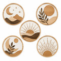Lot de 5 décorations murales rondes en bois diamètre 30 cm beige et marron style nature