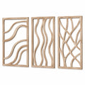 Lot de 3 panneaux décoratifs muraux 40 x 90 cm en bois naturel style organique