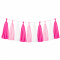 Guirlande à franges 200 cm en papier rose et blanc décorative pour fête