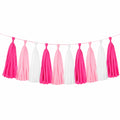 Guirlande à franges 200 cm en papier rose et blanc décorative pour fête