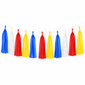 Guirlande de pompons en papier 300 cm bleu blanc rouge jaune décoration suspendue