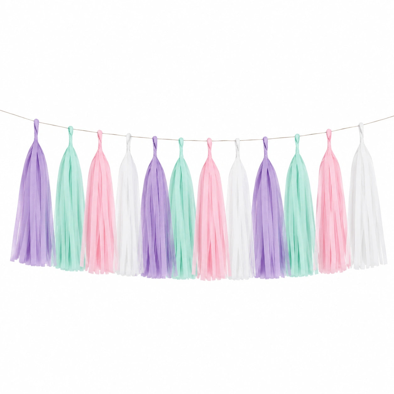Guirlande décorative à pampilles en papier de soie 300 cm rose vert menthe violet blanc pour fête