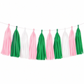 Guirlande à pampilles 300 cm - papier de soie rose vert blanc décoration suspendue
