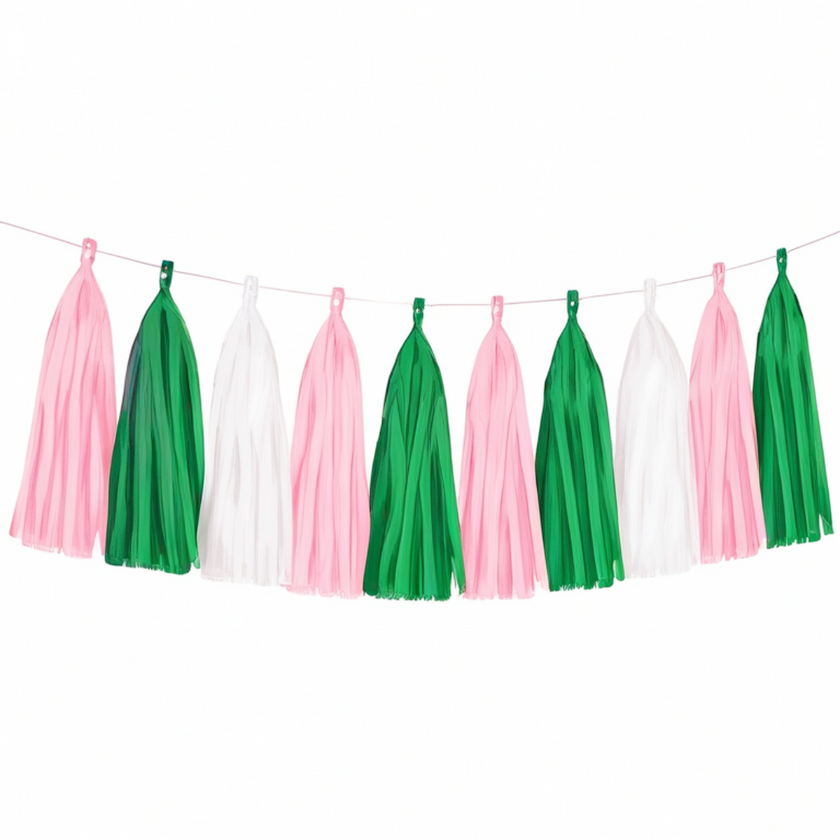 Guirlande à pampilles 300 cm - papier de soie rose vert blanc décoration suspendue