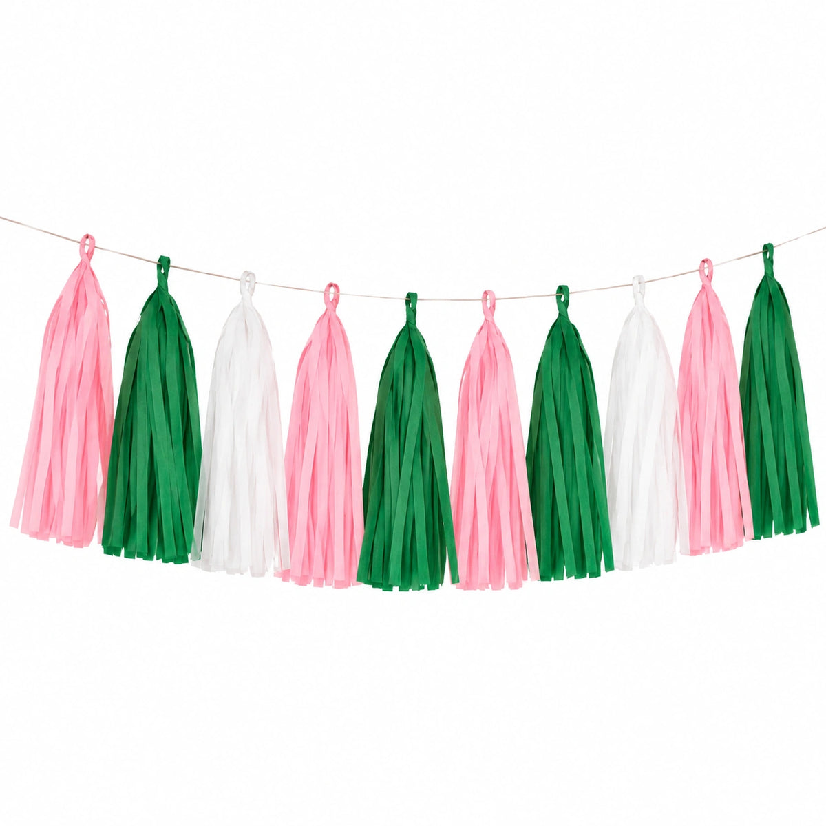 Guirlande à pampilles 300 cm - papier de soie rose vert blanc décoration suspendue