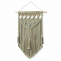 Tapisserie murale macramé 45 x 90 cm en coton vert sauge avec franges décoratives