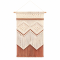 Tenture murale 55 x 95 cm en textile et bois écru terracotta style bohème