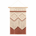 Tenture murale 55 x 95 cm en textile et bois écru terracotta style bohème