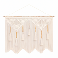 Tenture murale macramé 100 x 90 cm en coton écru style bohème à suspendre