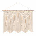 Tenture murale macramé 100 x 90 cm en coton écru style bohème à suspendre