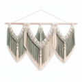 Tenture murale macramé 110 x 85 cm coton vert sauge et écru style bohème