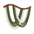 Décoration murale tissée 90 cm x 100 cm en corde de coton vert crème avec support en bois style bohème
