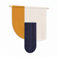 Tenture murale 80 x 100 cm en corde de coton ocre écru bleu marine style bohème