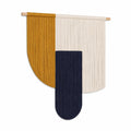 Tenture murale 80 x 100 cm en corde de coton ocre écru bleu marine style bohème
