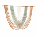 Tenture murale tissée 110 x 100 cm en coton et bois vert sauge écru terracotta style bohème