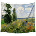 Tapisserie murale 150 x 130 cm en polyester paysage champêtre multicolore style impressionniste
