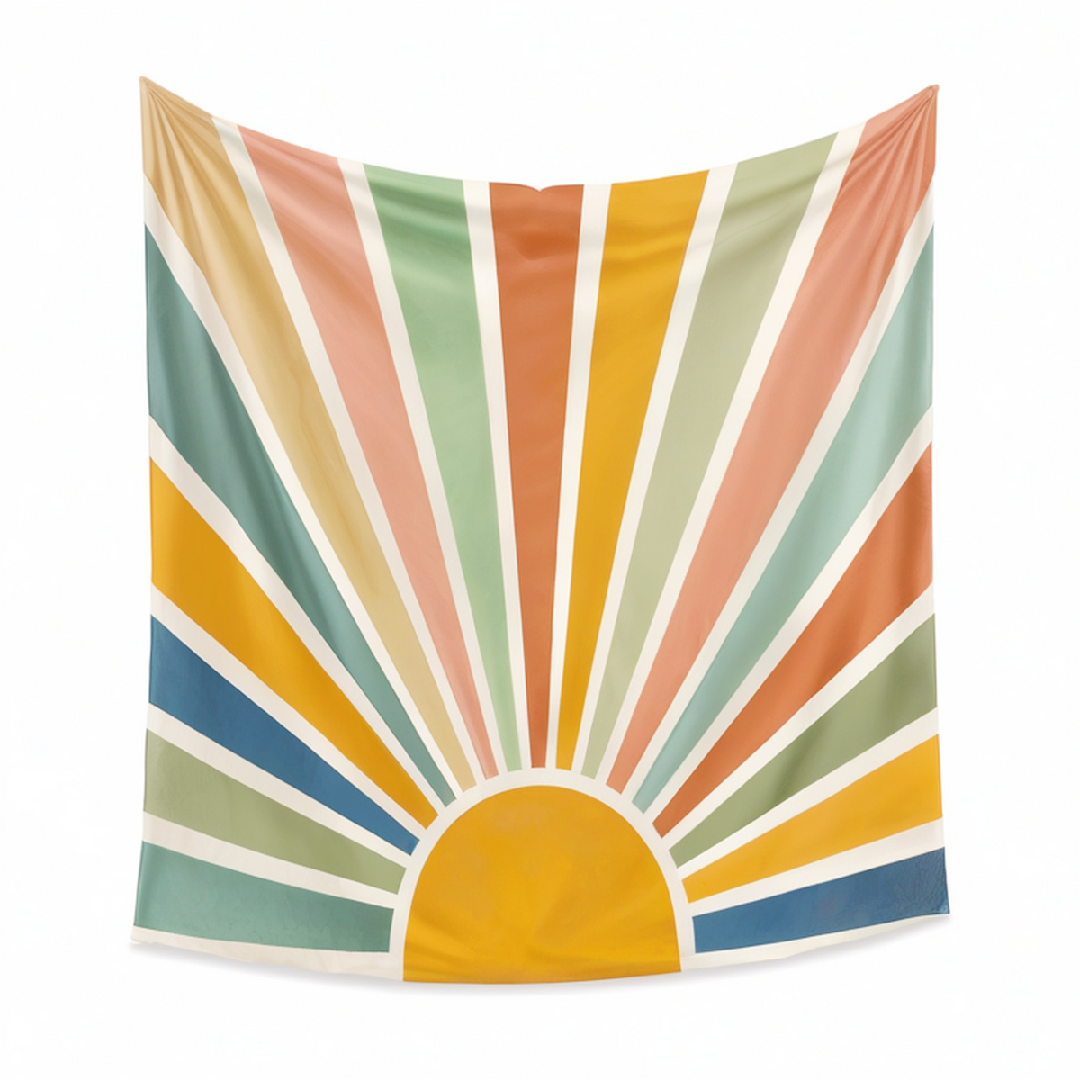 Tenture murale 150 x 130 cm en polyester multicolore motif soleil rayonnant décorative