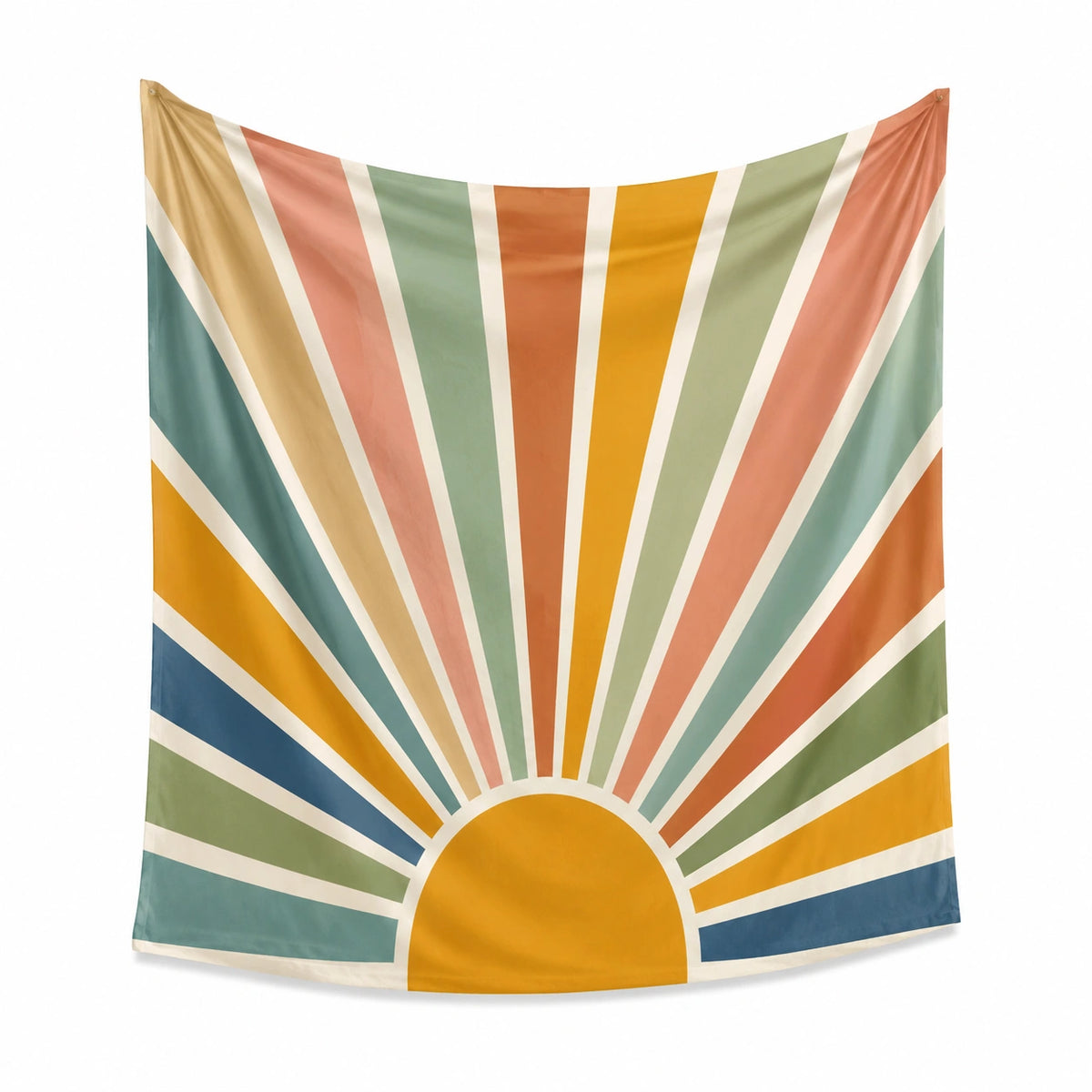 Tenture murale 150 x 130 cm en polyester multicolore motif soleil rayonnant décorative