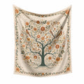 Tapisserie murale 150 x 130 cm en polyester crème à motif arbre floral et oiseaux