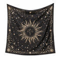 Tenture murale 150 x 130 cm en tissu noir et beige décor soleil céleste