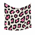 Tenture murale 150 x 130 cm en tissu motif léopard rose noir et blanc - décoration intérieure