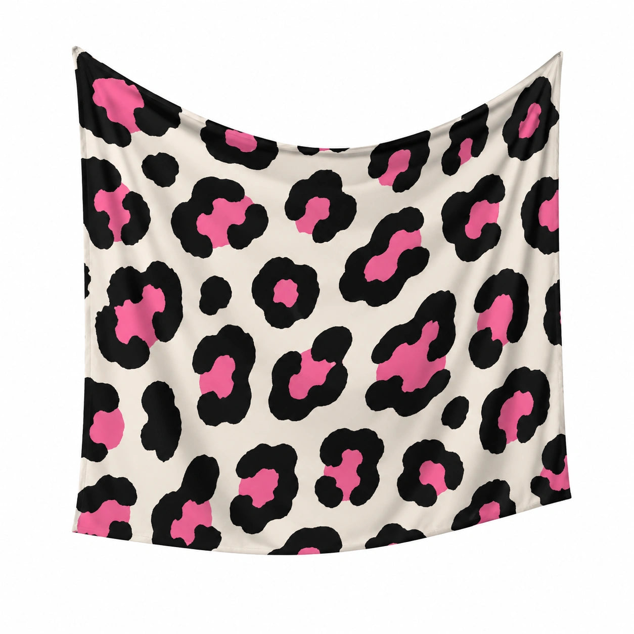 Tenture murale 150 x 130 cm en tissu motif léopard rose noir et blanc - décoration intérieure