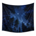 Tenture murale 150 x 130 cm en polyester bleu noir motif ciel étoilé décorative